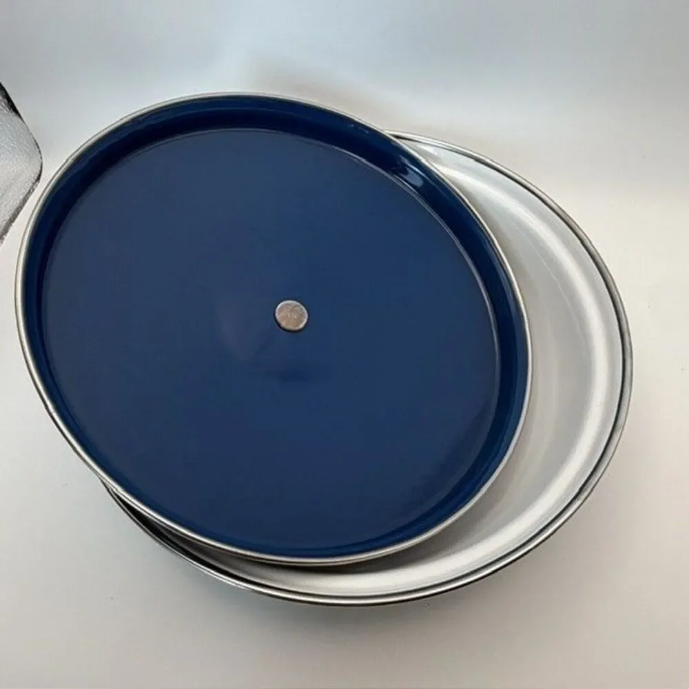 Austria Email Universal 8” Fry Pan Enamel Cookware Blue Green Peacock No Handle